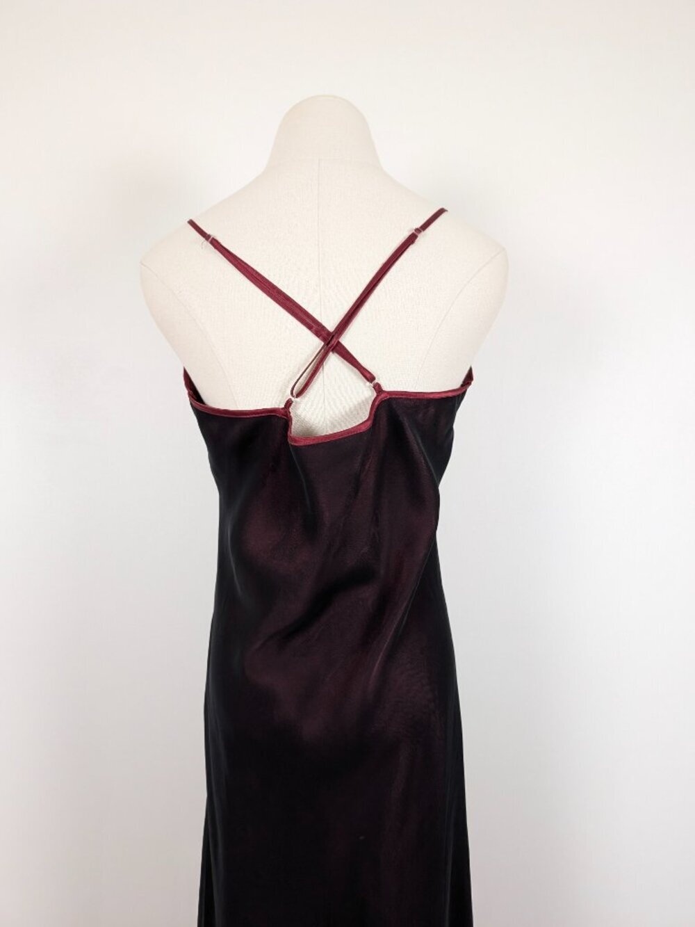 90s La Vie En Rose Iridescent Maxi Slip Dress Size Large Red Burgundy (j) - Picture 3 of 8
